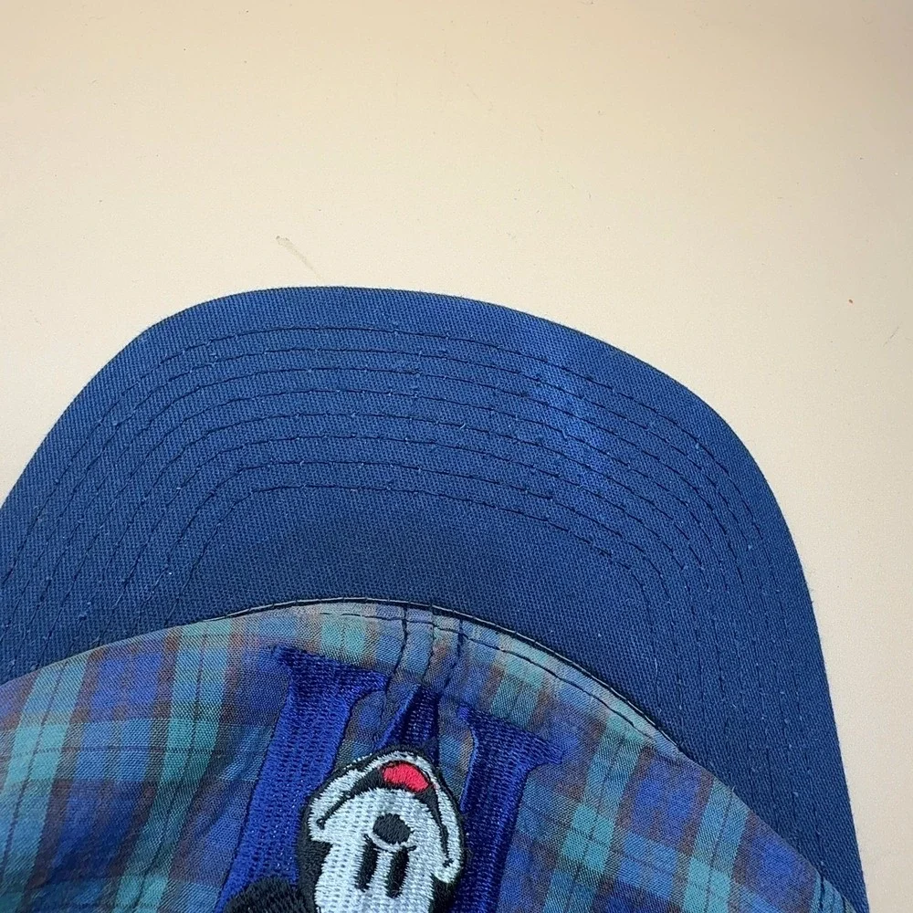 Vintage Disney Mickey Mouse Baseball Cap Plaid Blue Adult Snapback